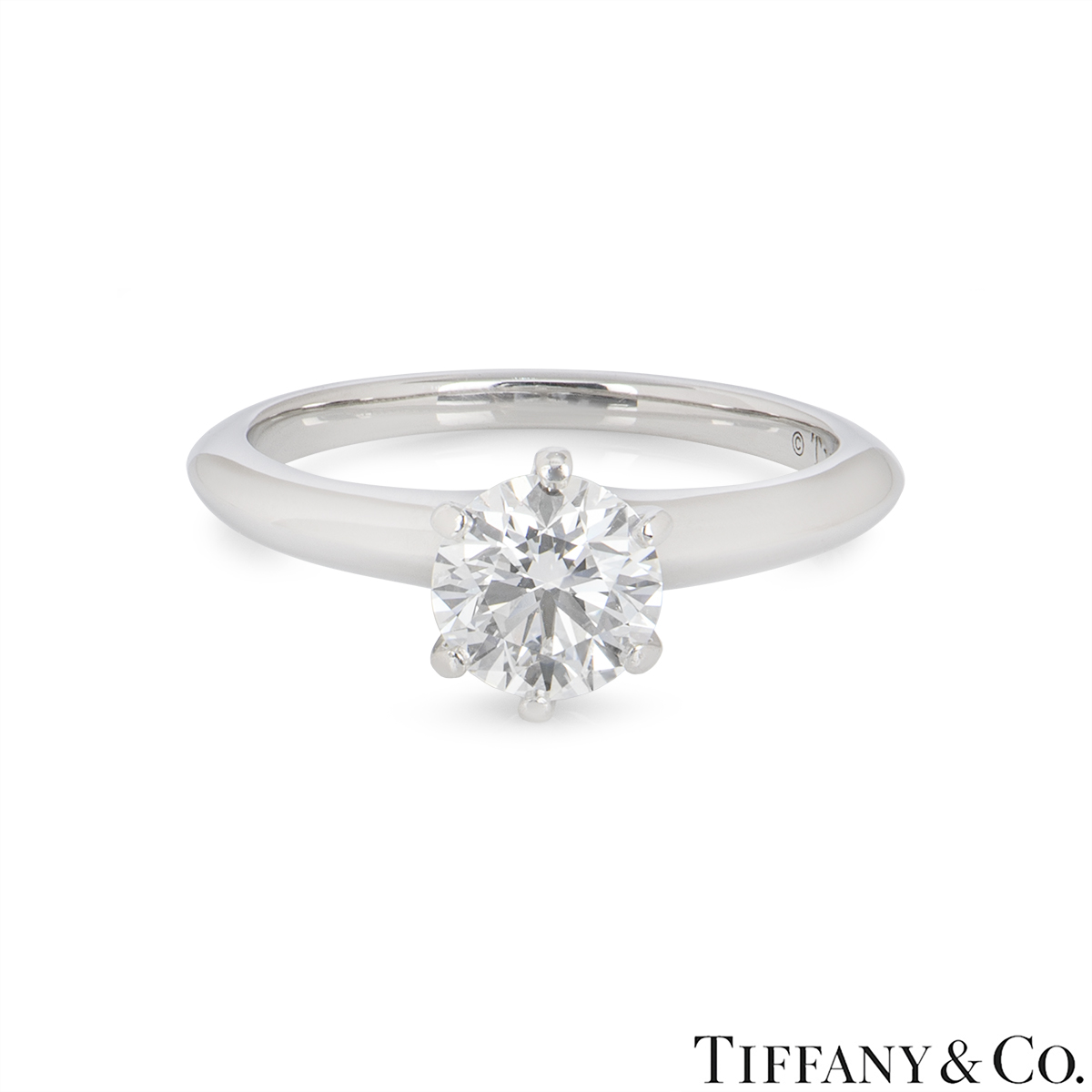 Tiffany & Co. Platinum Round Brilliant Cut Diamond Setting Ring 1.11ct H/VS1